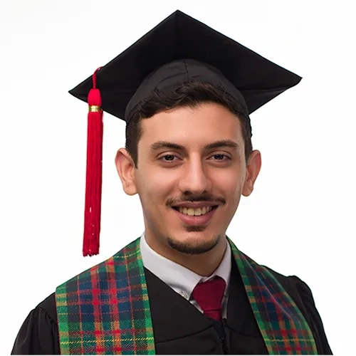 Diram Tabaa wearing cap and gown