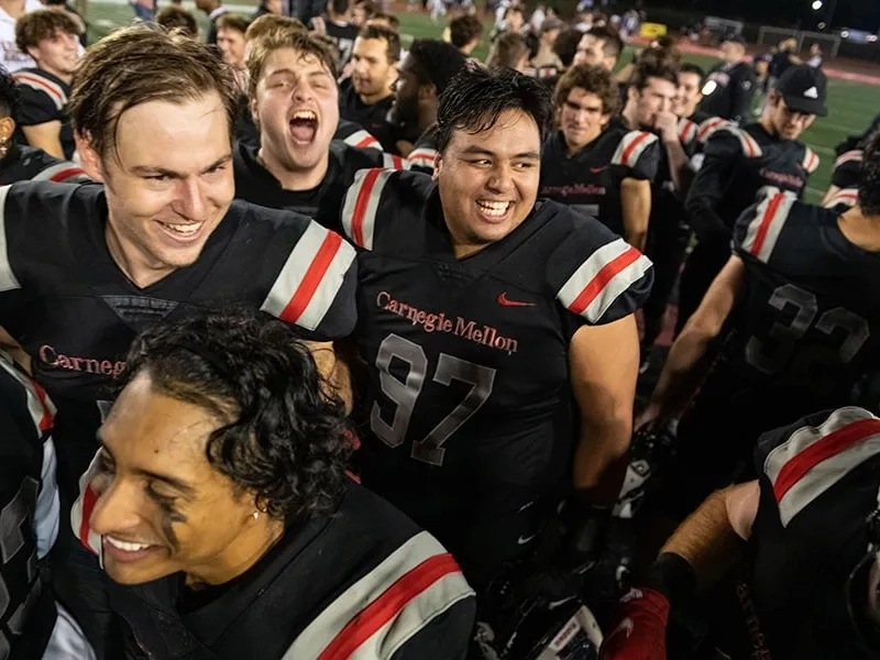 Tartan football team at family weekend, 2021.