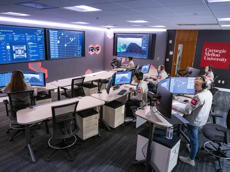 The control center for IRIS, a lunar rover CMU launched towards the moon in 2024. 