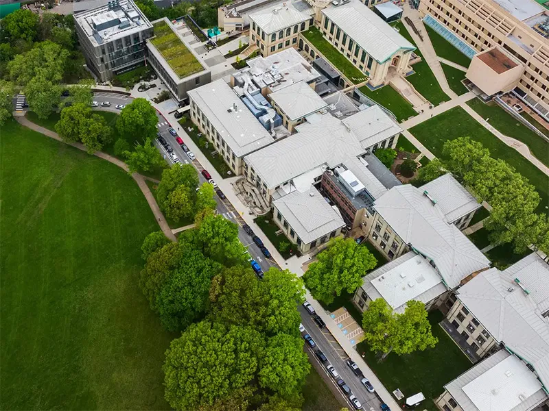 Aerial shot of Carnegie Mellon University's campus.
