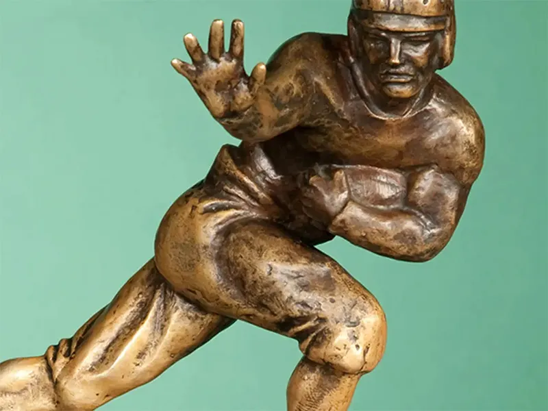 Heisman trophy closeup.