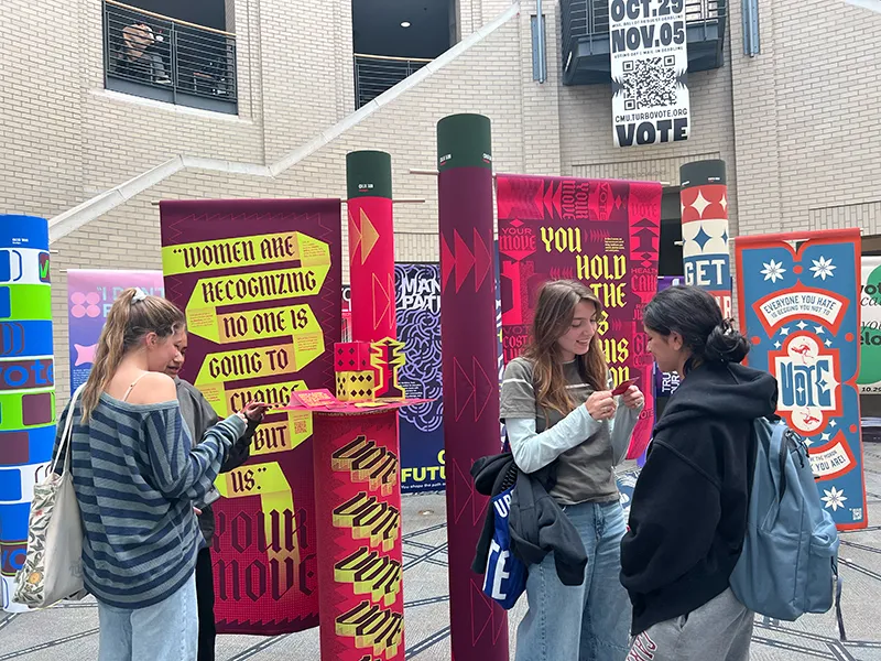 Students browsing the democracy day event