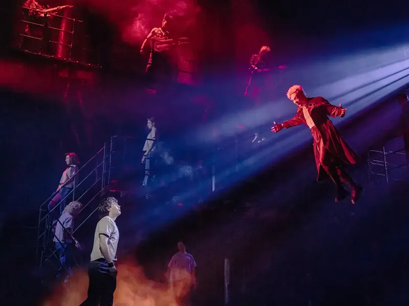 LJ Benet, Ali Louis Bourzgui, and Company in "The Lost Boys." Photo by Matthew Murphy