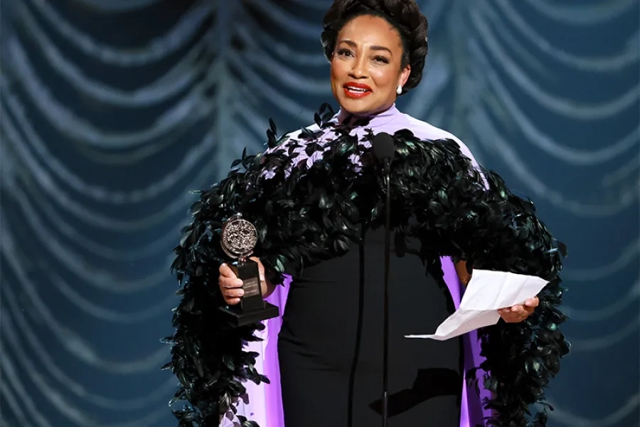 CMU alum Natalie Venetia Belcon accepting her Tony Award.